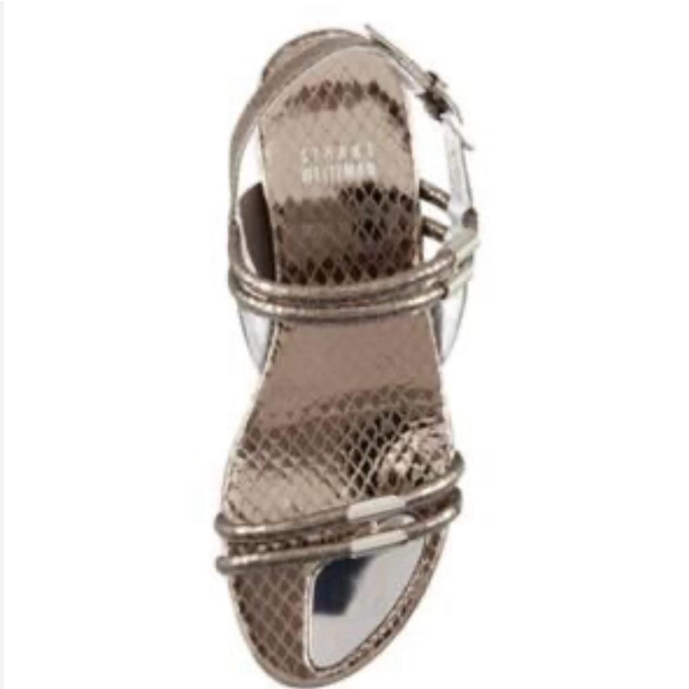 Stuart Weitzman roll down Silver metallic sandals size 8
